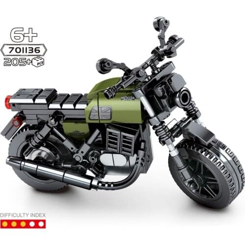 Technical motor vehicle building block Retro Brixton motorcycle model steam assembly bricks educational toy collection for boys