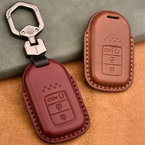 3 4 Button Leather Car Key Case Cover For Honda Accord 9 Crider City 2015 2016 Vezel Odyssey Civic Jazz HRV CRV Fit Freed Jade