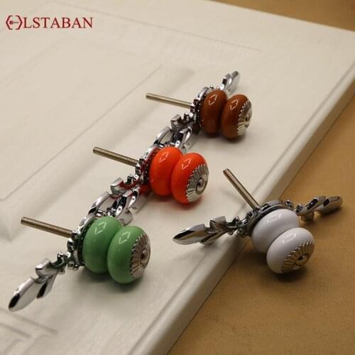 LSTABAN European And American Style Modern Minimalist Cabinet Drawer Wardrobe Shoe Cabinet Zinc Alloy Single Hole Ceramic Handle