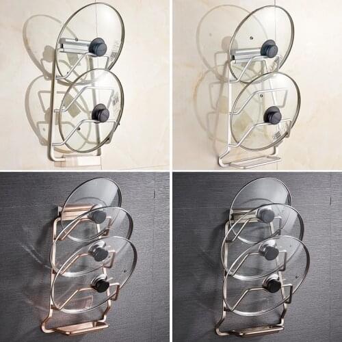 Metal Durable Pot Covers Holding Storage Rack Tools Spce Pan Lid Holder Rustproof Drying Easy Install Kitchen Accessories