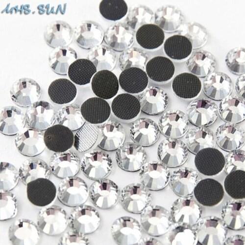 MHS.SUN SS6-SS40 Glass Crystal DMC Hot Fix Rhinstones Crystal Clear Flatback Iron-on Hotfix Crystal Rhinestones For Wedding Dres