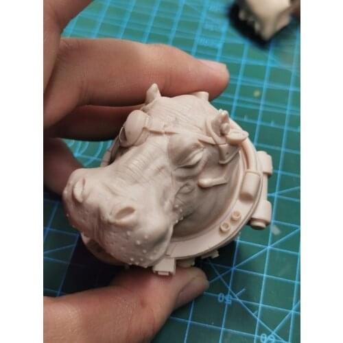 1/6 Scale Animal Model Unpainted Hippo Hippopotamus for Toys Gifts Collections DIY
