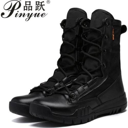 Spring/Autumn Men Military Boot Black Breathable Canvas Ultra light Desert Shoes Mens Combat Ankle Tactical Army Boots