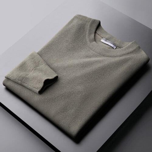 Classic Thicken Mens Sweaters Luxury Solid Color Round Collar Brown Casual Male Sweaters Fashion Autumn Winter Man Sweater 4XL