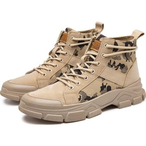 2021 Early Autumn New European Style Mens Boots Fashionable Low Heel Mixed Colors Lace-up Rubber Punk Motorcycle Boots