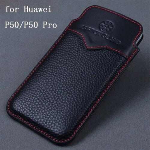 New Arrival Genuine Leather Phone Pouch Sleeve for Huawei P50 Luxury Handmade Case Cover for Huawei P50Pro funda skin p50 bag
