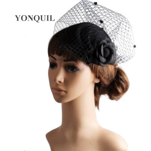New Style Vintage Hair Fascinators With Veils Party Hats On Hair Clips Loops Brooch Adorn For Women Wedding Occasion Accessories