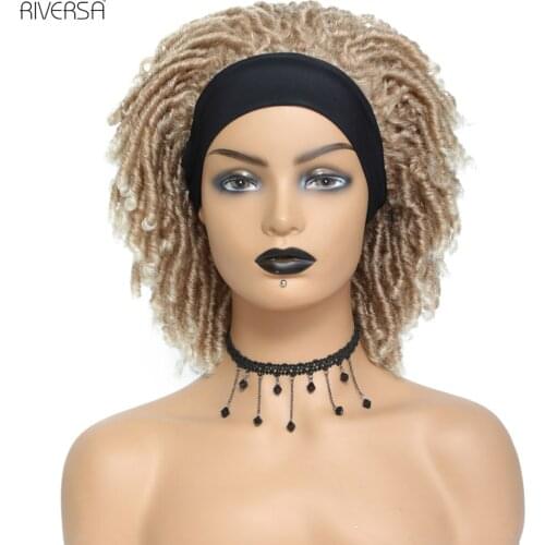 Ombre Dreadlock Headband Wigs Synthetic Top Faux Locs Glueless Wig African Fiber Soft Curl Twist Hair Wigs perruque For Women