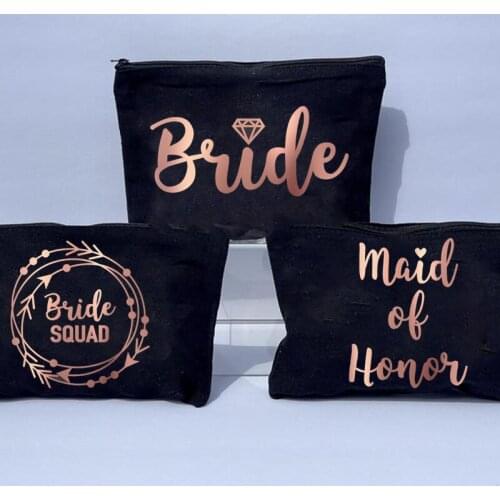 Bride bridesmaid maid of honor Wedding Engagement Bachelorette hen Party girls weekend Bridal Shower Gift present makeup bag