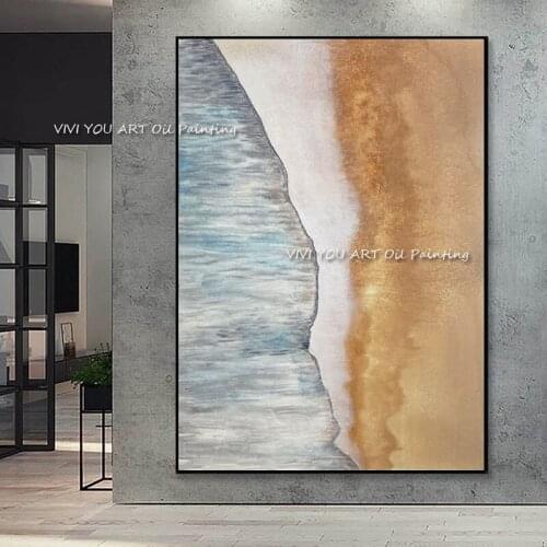 The Special Offer Decorative Handmade Color Oil Paintings On Canvas Creative River Wall Art Pictures For Orange Home Decoration