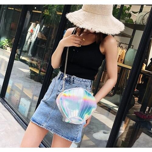 Trendy Fashion Shaped PU Laser Embroidery Thread Shoulder Messenger Handbag Ladies Cute Zipper Shell Bag Chain Mobile Phone Bags