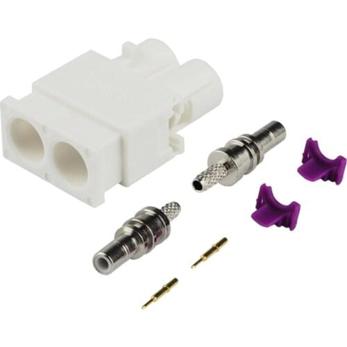 Superbat 10pcs Fakra Code Double B Plug Straight Crimp Attachment Connector for Cable RG316 RG174 LMR100