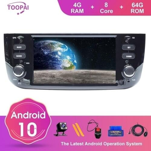 TOOPAI Android10 Auto Radio For Fiat Punto Linea evo 2012-2015 GPS Navigation Car Media Multimedia Player Steering Wheel Control