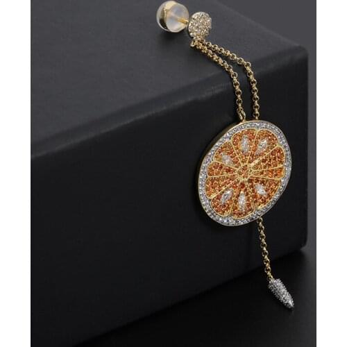 UMGODLY 1PC Luxury Brand Fashion Fruit Orange Long Tassel Drop Earring with Chain Zircon Women Party Jewelry High Quality