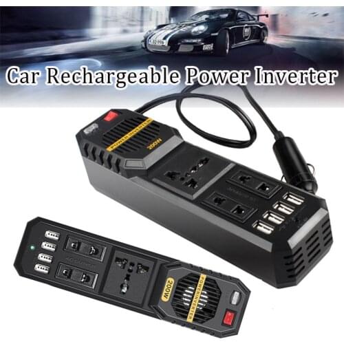 200W 12V-220V Universal Plug + 4 USB Interface Modified Sine Wave Car Inverter Power Socket
