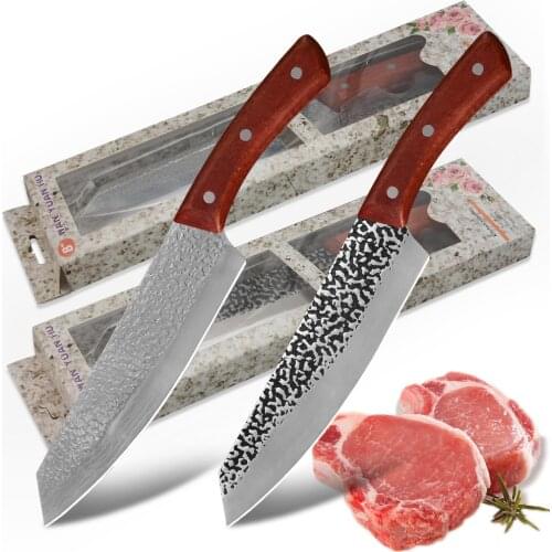 XYj 8 inch Kiritsuke Chef Nakiri Knife Gift Box Camping Outdoor Serbian Chef Knife Forged Hunting Handmade Full Tang Knife Tool