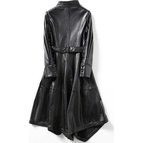100%Geniune Leather Jacket Sheepskin Leather Trench Coat Women Spring Autumn Jacket Jaqueta De Couro CJX8180A MF093