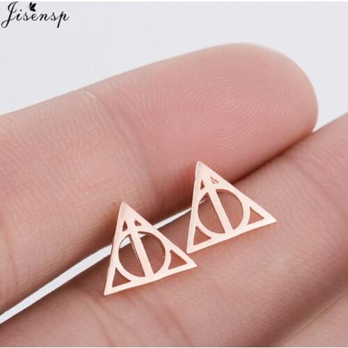 Jisensp Hollow Triangle Heros Shield Earrings for Women Gifts Vintage Geometric Stud Earrings Broncos Boucles D'oreilles Femmes