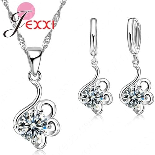 European Brand Women Wedding Gift 925 Sterling Silver Cubic Zircon Pendant Jewelry Sets Wholesale Factory Price Hot Sale