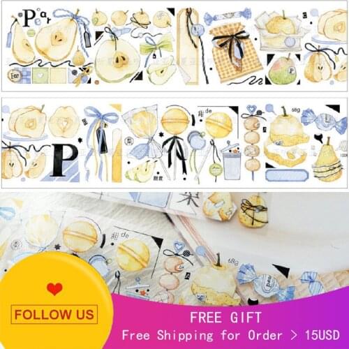 1 Loop Decorative Journal Washi Tape Sample Bright Pet Pear Release Paper