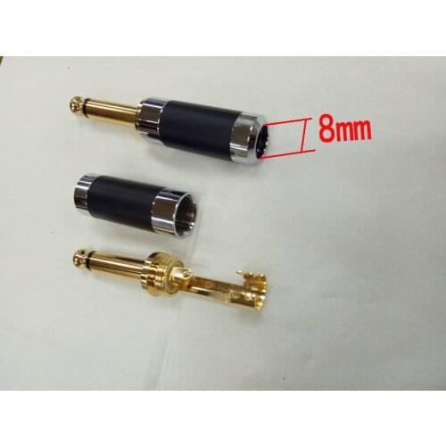 10pcs copper GOLD PLATED 6.3mm MONO JACK PLUG for soldering New
