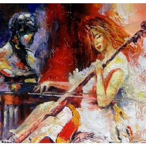 100%Handmade Modern Abstract cello musician NOT a print poster.Hand painted art