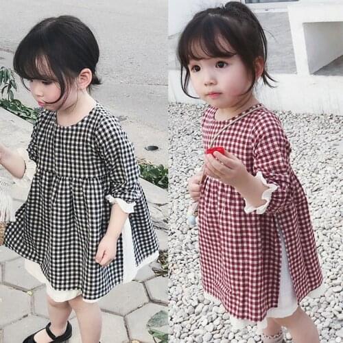 2019 Girl Baby Plaid Dress Girls Kids Spring Autumn Fashion Casual Princess Dresses Vestidos Children Clothes