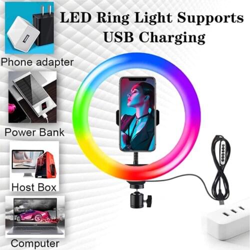 26cm Photo Ring Light Led Selfie Ring Light Phone Bluetooth Remote Lamp Photography Lighting Tripod Holder Youtube Video