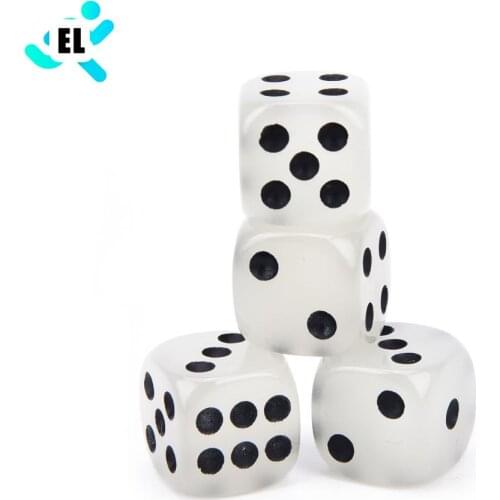 4PCS Fillet Black Pips Luminous Dice 6 Sides For Boardgame Night Bar KTV 14mm