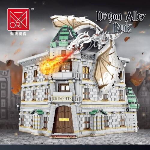 MOC-53748 Diagon Alley Gringotts Bank Ukranian Ironbelly Dragon Model 4185pcs Building Blocks Brick Toys Gift Set