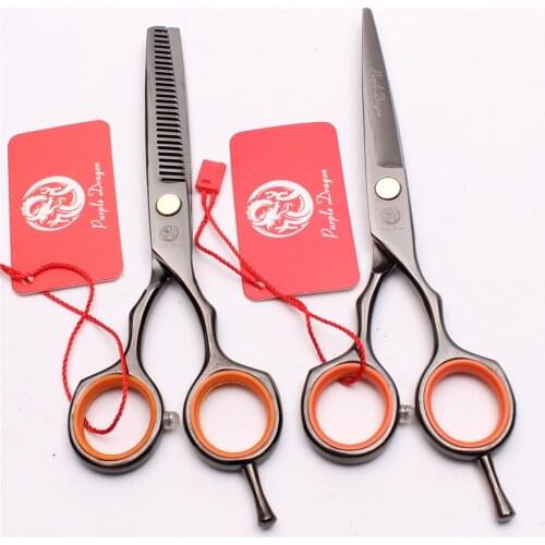 5.5" 16cm Japan Black Color Purple Dragon Cutting Shears Thinning Scissors Hair Clipper Professional Hairdressing Scissors Z1004