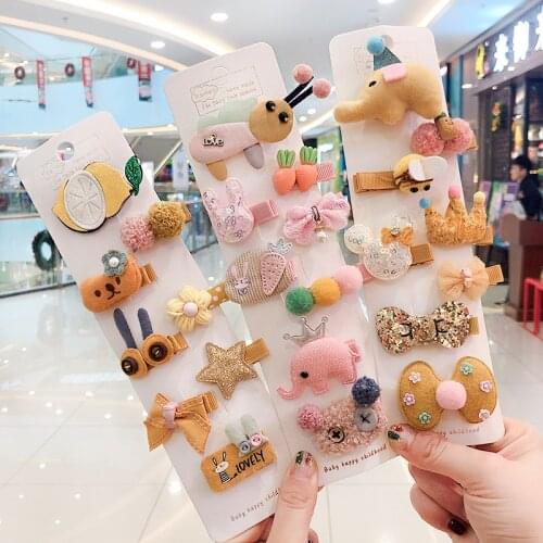 5/8/10/Set Gift Children Baby Cute Colors Cartoon Ornament Hair Clips Girls Soft Hairpins Barrettes Lovely Kid Hair Accessories