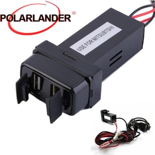 5V 2.1A Audio Input USB Interface Socket Car Charger for Mitsubishi Lancer Outlander Pajero ASX
