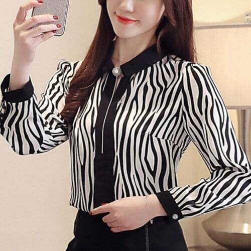 Fashion Woman Blouses 2021 Long Sleeve Striped Chiffon Blouse Shirt Women Tops Blusas Blouse Women Womens Tops And Blouses C871