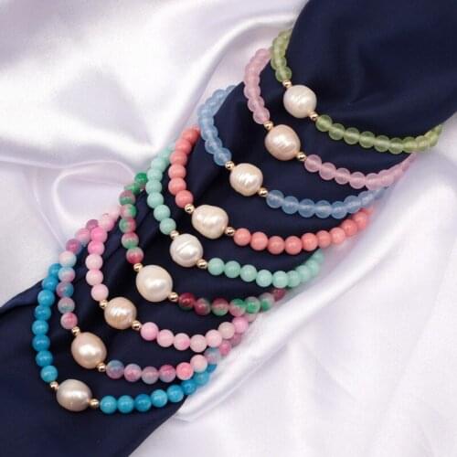 Free shipping multi color available single real natural pearl bead synthetic crystal elastic chain bracelet bridal gift