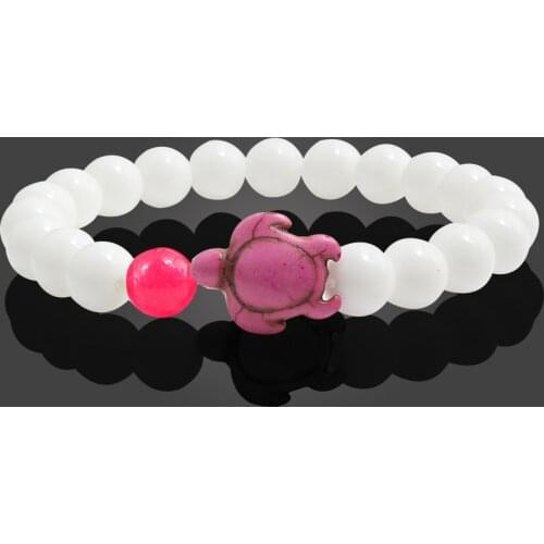 Fashion Rose Red Black Turtle Beads Bracelets&Bangles Charm Beach Sea Tortoise White Natural Stone Bracelets for Women Men Gifts