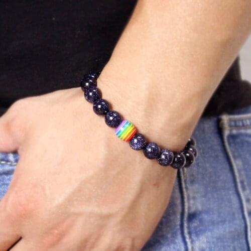 Fashion Round Beads Bracelets For Gay Lesbian Pride LGBT Rainbow Bracelet Men Women Handmade Charm Jewelry For Lover Couple Gift
