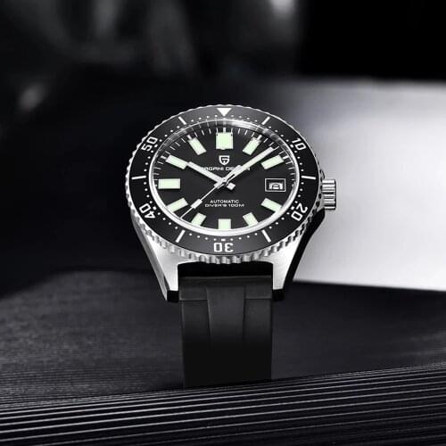 PAGANI DESIGN Brand Mens Rubber Strap Stainless Steel Luxury Sapphire Automatic Mechanical Watch NH35 Waterproof Men Wristwatch