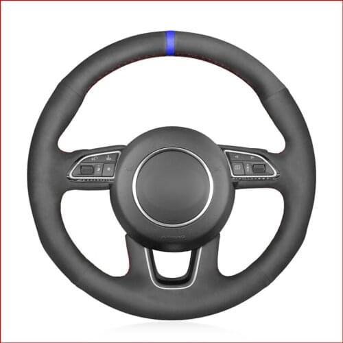 Black Suede Hand Sew Comfortable Soft Steering Wheel Cover for Audi Q3 (8U) 2011-2018 Q5 (8R) 2012-2017 Q7 (4L) 2011-2015 SQ5