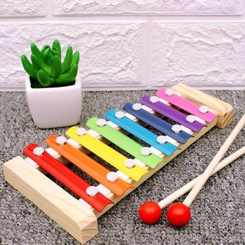 Baby Montessori Wooden Toys Rainbow Blocks Children Learning Kids Music Rattles Graphic Colorful Wooden Blocks Educational Toy