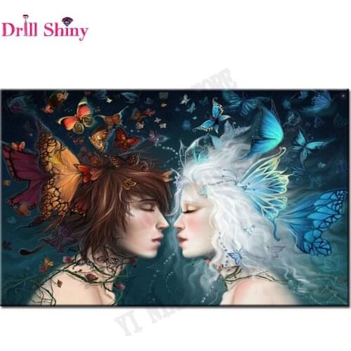 Diy Diamond Painting Cross Stitch butterfly 5D Full Diamond Embroidery lovers kiss square Diamond Mosaic picture of Rhinestones