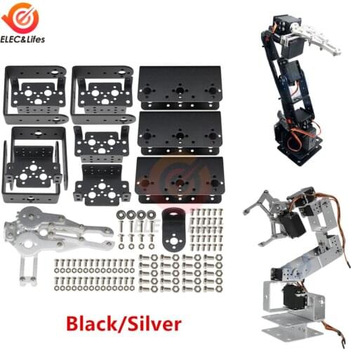 DIY Manipulator ROT3U 6DOF Aluminium Robot Arm Mechanical Robotic Clamp Claw Mounting kit for Arduino Black/Silver