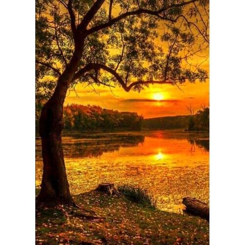 DOHAWIZS 2021 Drill Landscape Diamond Embroidery Full Square Sunset Scenery Diamond Painting Rhinestones Picture Home Decor Gift