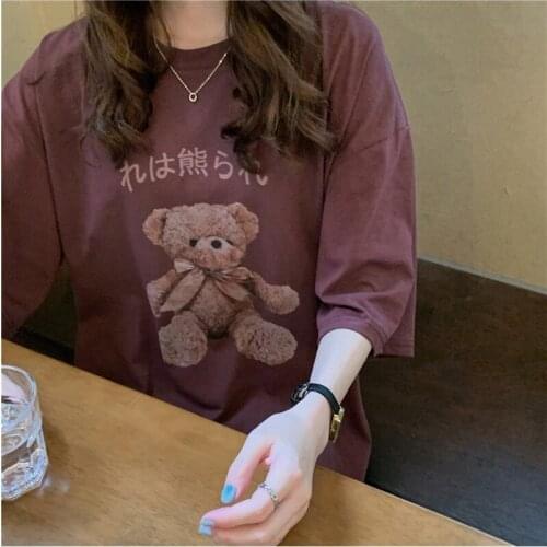 Oversized O Neck Cotton T Shirts Women Vintage Summer 2021 Japanese Style Fashion Loose Top Clothes Harajuku Print Tee Tshirts