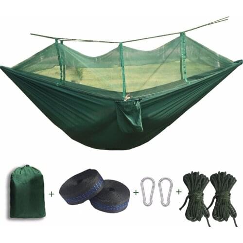 Portable Parachute Hammock Single-person Folded Into The Pouch Mosquito Net Hammock Hanging Bed For Travel Kits Camping