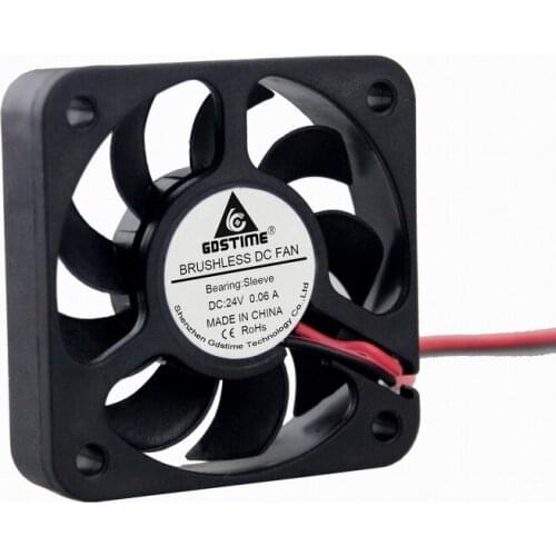Gdstime 1 Piece 5cm DC 24V 2Pin 50x50x10mm 5010 9 Blades Mute Brushless Case Cooling Cooler Fan 50mm x 10mm