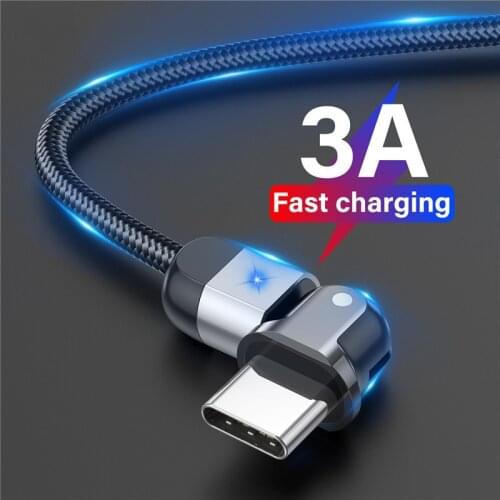 3A Fast Charging USB-C Data Cable For Samsung Huawei Tablet Android Mobile Phone Data Line Cable 180 Degree Rotate LED USB Cable