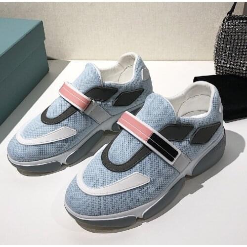 Sneakers Leather Mixed Color Mesh Thick Bottom Height Increase Shoes Comfort Platform Fashion Sports Shoes Plus Size 35-45