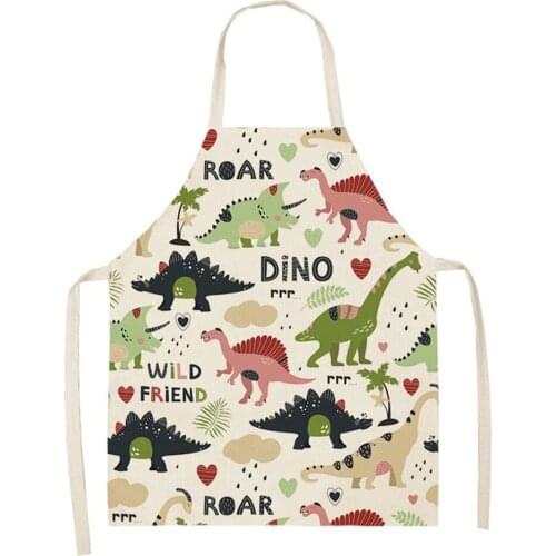 CLOOCL Cartoon Dinosaur Kitchen Apron Roar Dino Printed Polyester Aprons for Men Women Home Cleaning Tools Baking Aprons