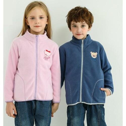 Childrens Coat Autumn And Winter Kids Jackets Warm Fleece Boy Girls Outwear Coat Cute Cartoon Zipper Jacket 3-13Y Kids Clothes
